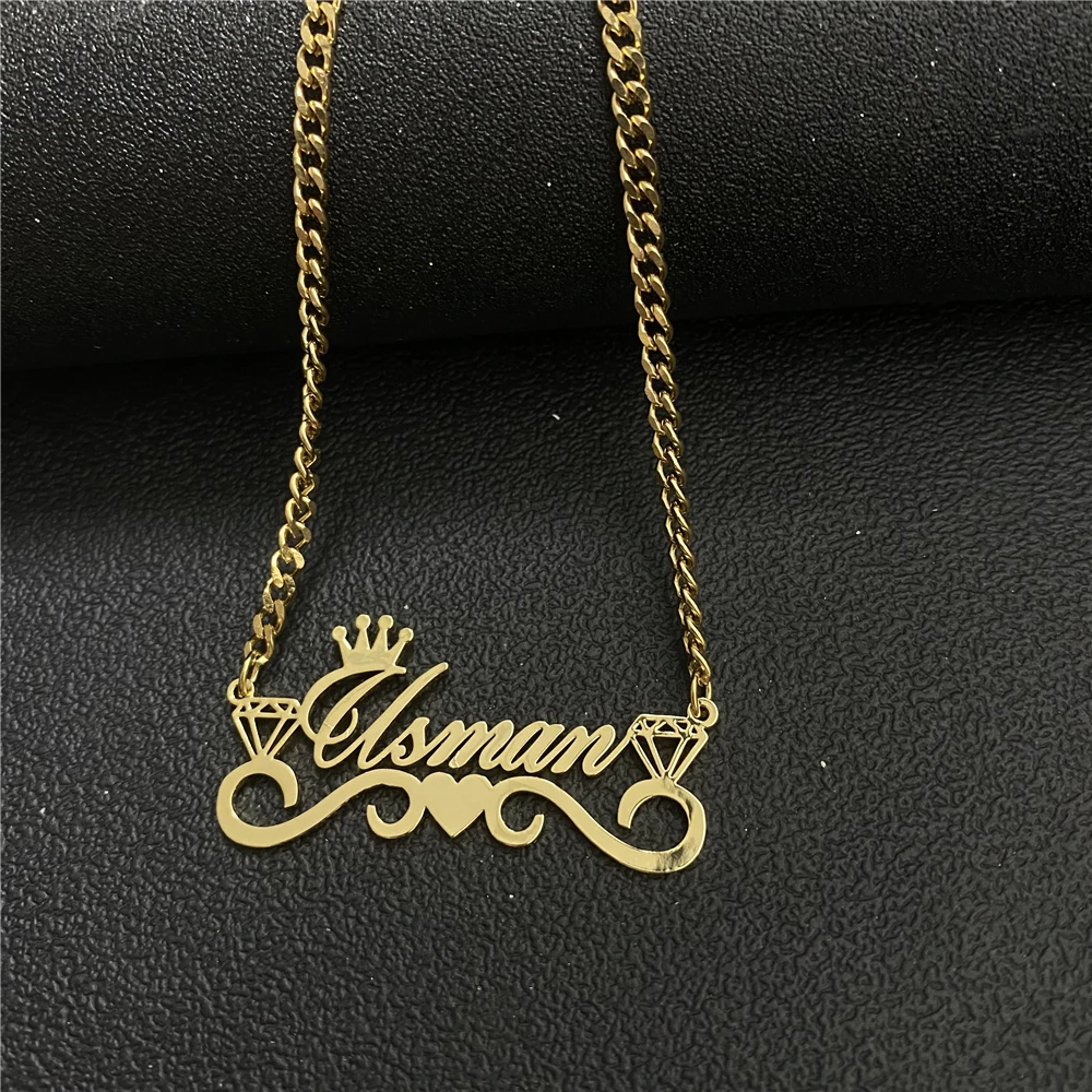 

Custom Name Diamond Styles Stainless Steel Necklace For Women Girl Personalized Bead Choker Pendant Jewelry Christmas Gifts