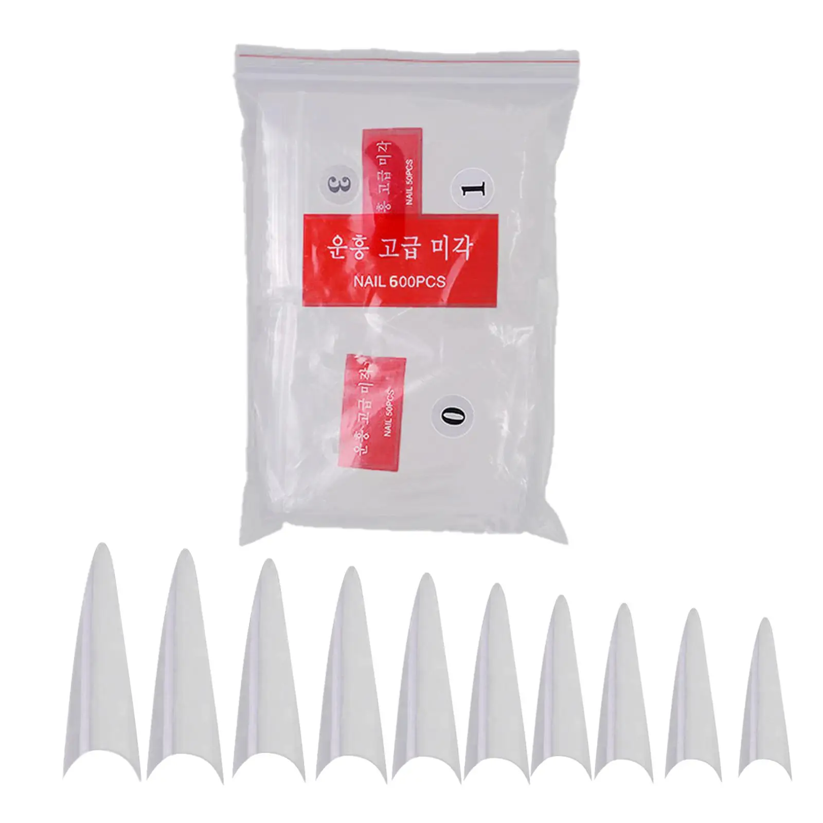 

600pcs False Nail Art Tips French Natural Transparent White Stiletto False Nails Tips Acrylic Manicure