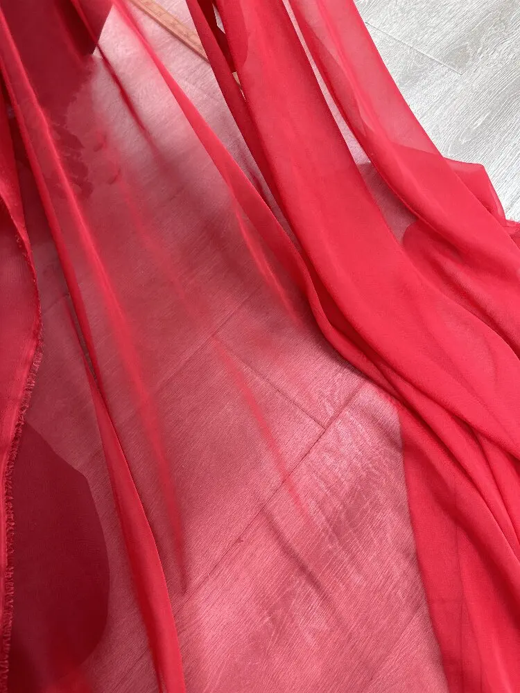 Red Translucent Studio Photography Soft Draping Fabric for Wedding Ceiling Background Sheer Curtain Fabric