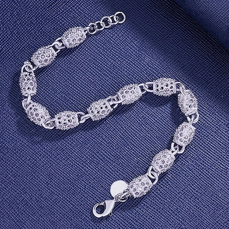 Charm-Armbänder aus 925er-Sterlingsilber mit Perlen für Frauen, luxuriös, hohl, verstellbar, Glücksball-Armband, Hochzeit, Party, edler Schmuck, Geschenk