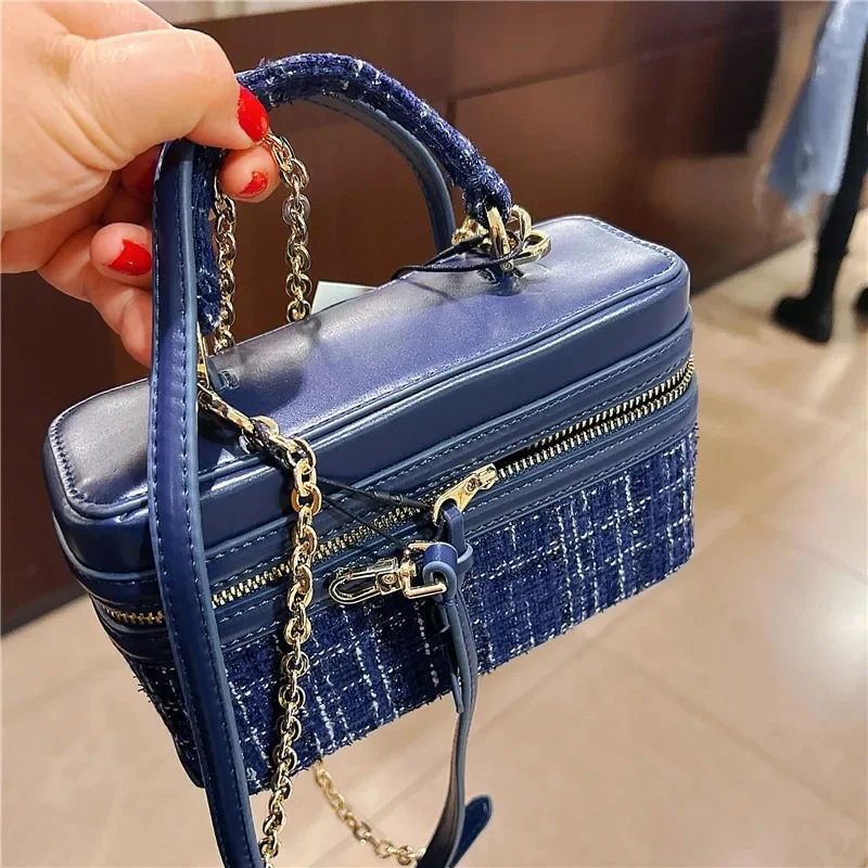 

Fashion Woven Bag Luxury Tote Shoulder Handbag Lady Purse PU Leather Box Shape Crossbody Bag