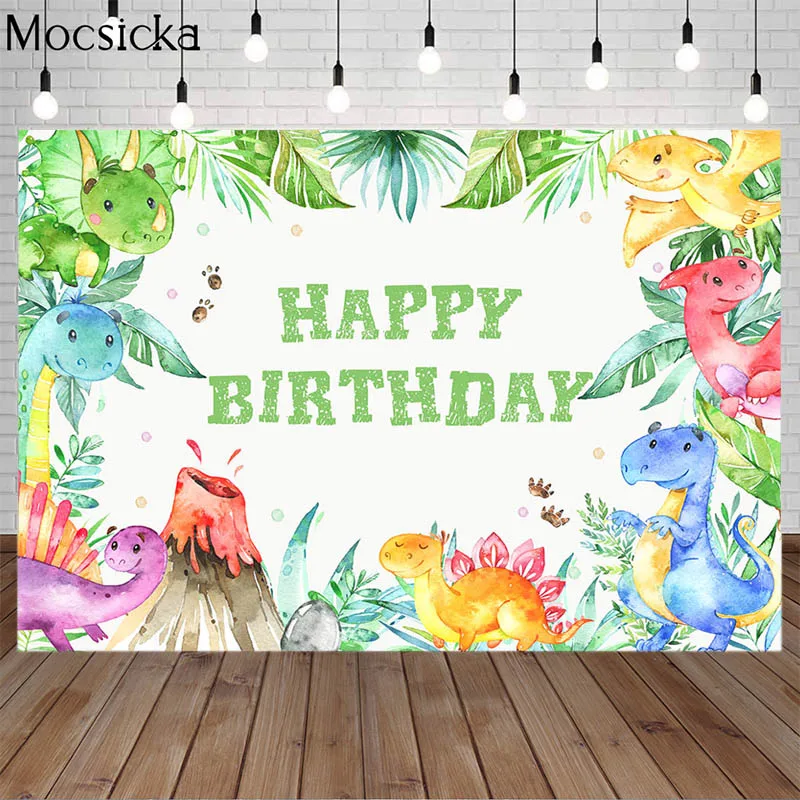 

Mocsicka Dinosaur Birthday Party Backdrops Jungle Forest Animal Safari Newborn Boy Portrait Baby Shower Background Photo Shoot