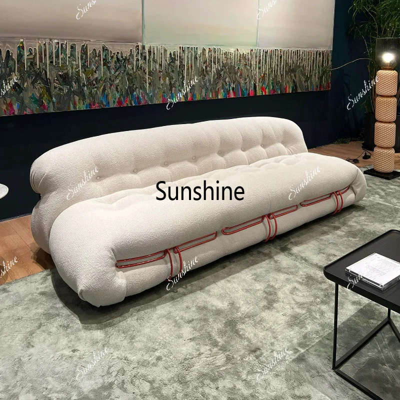 Italian straight row sofa design living room light luxury high-end leisure single