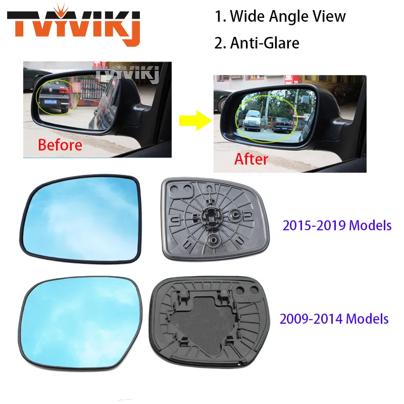 1 pair 2pcs Side Rearview Mirror Blue Glass Lens For HONDA CITY 2009-2019 Wide Angle View anti glare Door mirror Without Heating