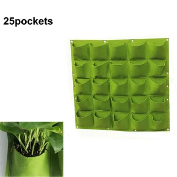 100cm 25 Pockets Vertical Garden bed pots flower grow bag Wall mounted Hanging Planting Black Non-woven Fabric for plant B4