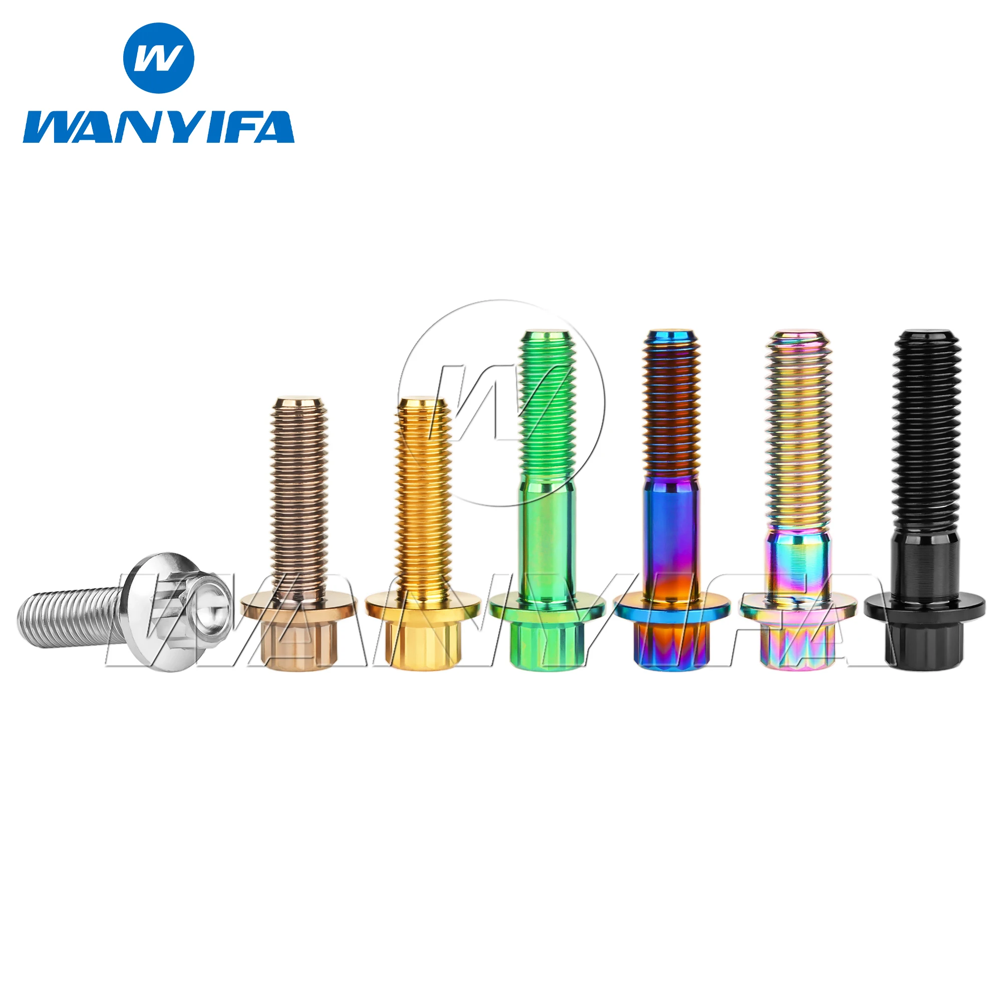 Wanyifa Titanium Bolt M7 M8x24/32mm Flange 12-Point Head Screw for Car Wheel Split Rim Retrofit Fasteners 4