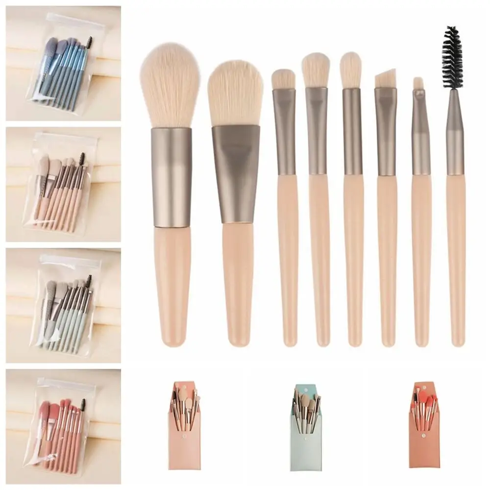 Set of 8 Soft Bristle Make Up Brushes With Bag Eye Facial Beauty Eyeshadow Brush Premium Synthetic Makeup Tools Makeup Beginners