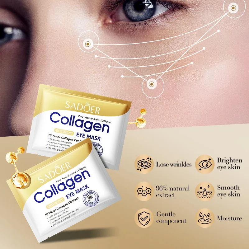 20pcs=10 Pairs SADOER Crystal Collagen Eye Mask Anti Dark Circles Remove Eyes Bags Moisturizing Eyes Patches Gel Masks Skin Care