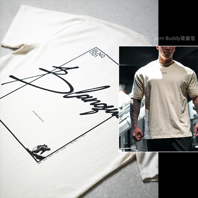 تي شيرت رجالي عتيق للياقة البدنية في صالة الألعاب الرياضية تي شيرت فضفاض كبير الحجم من القطن تي شيرت رياضي للتدريب ملابس رجالية للجنسين ملابس ركض للنساء #5