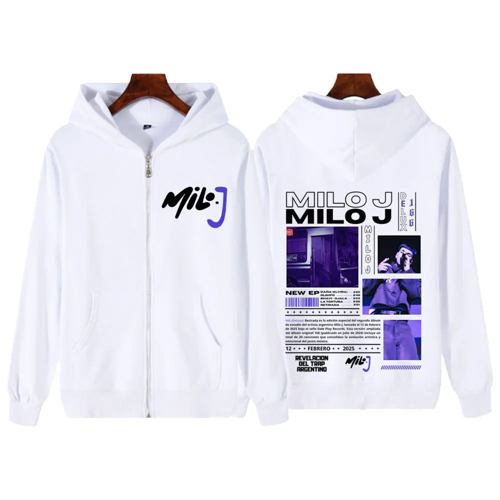 مغني الراب ميلو J 166 ألبوم 2025 جولة ميرش قلنسوة بسحاب الرجال النساء موضة فضفاضة البلوز بأكمام طويلة عالية الجودة زمم سترة