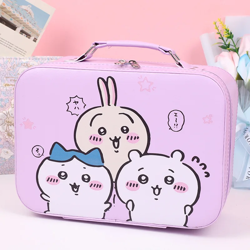 Portable PU Chiikawa Kawaii Cartoon Cosmetic Bag Cosmetic Case Cute Large Capacity Anime Figure Storage Box Bags for Woman