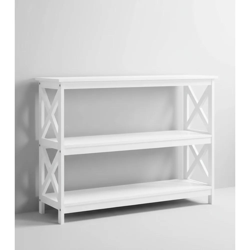 

3-Tier Console Table with Storage Shelves, Narrow Entryway Sofa Side Table for Living Room Hallway, White