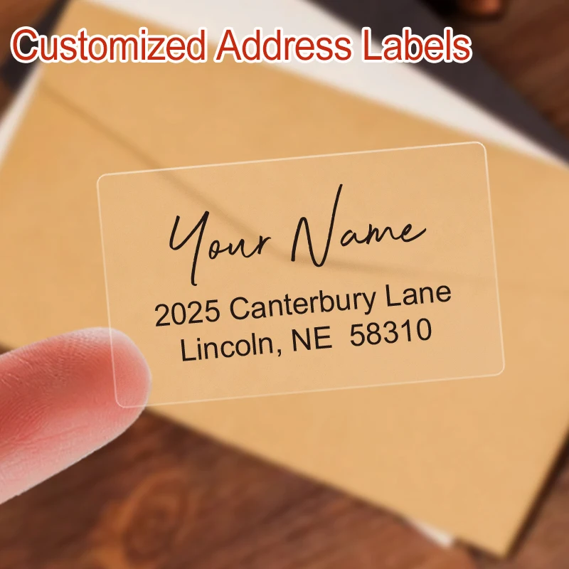 ملصقات بريدية مقاومة للماء مطبوعة حسب الطلب - ملصقات عناوين ذاتية اللصق متينة للدعوات والبريد الاستخدام وبطاقات المعايدة