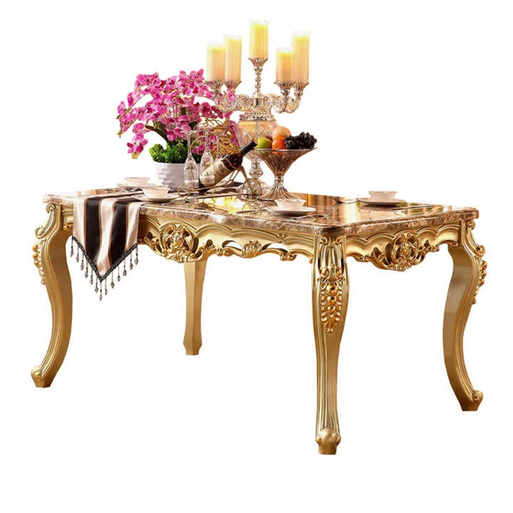 

Luxury modern multi-functional marble dining table set, solid wood base, champagne gold finish, suitable for home furniture