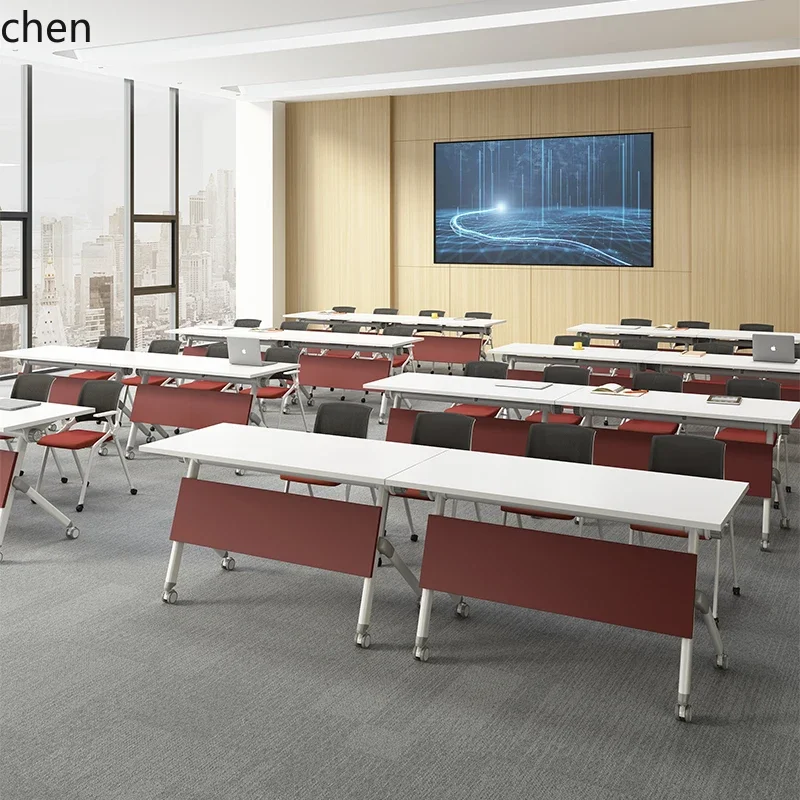 training table and chair combination foldable conference mobile desk long splicing training desk