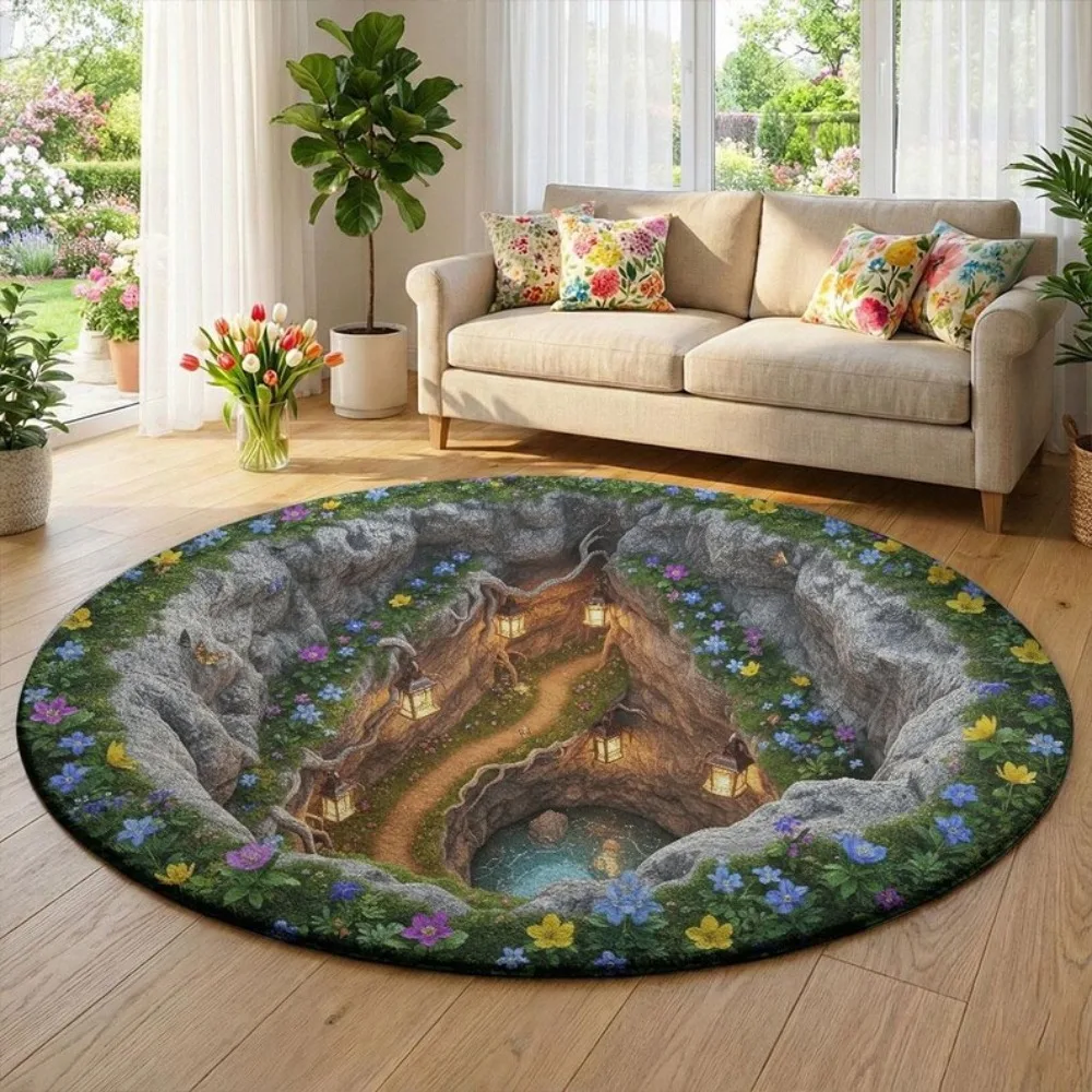 Enchanting Stream Carpet Cave Pattern Mat 3D Area Rug for Living Room Bedroom Home Decoration Bedroom Carpets for Living Room