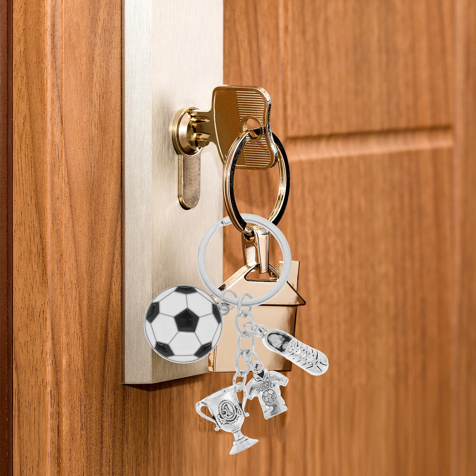 

Trophy Keychain Soccer Ball Keychain For Backpacks Sports Keyring Zinc Alloy Football Charm For Fans Boys Girls Team Sports