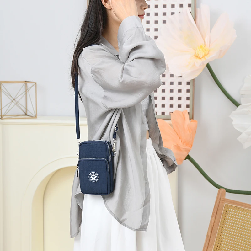 New style change card bag, women's coin purse, 3-layer zipper clip bag, clutch bag, crossbody bag