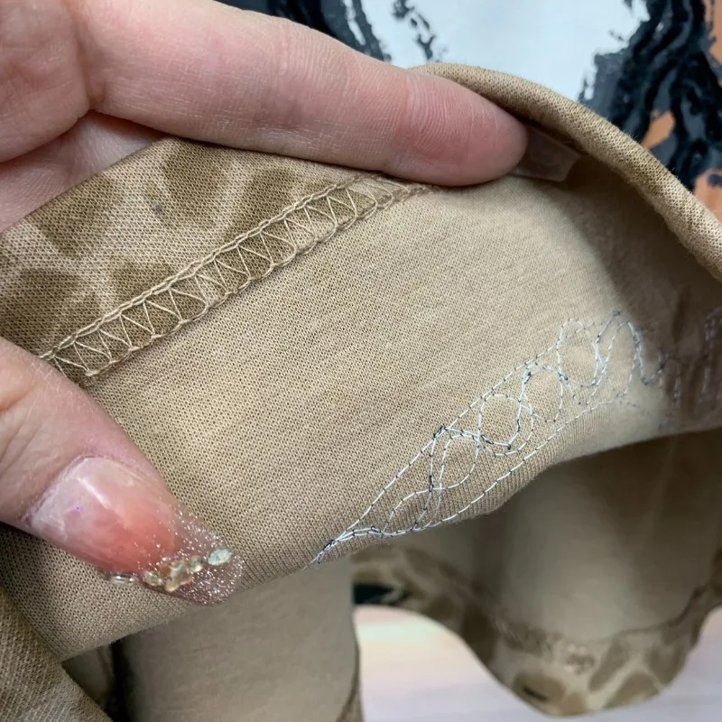 Kaos Trendy Motif Leopard Kartun Industri Berat, Model Longgar, Lengan Pendek, Penampil Awet Muda, Untuk Wanita