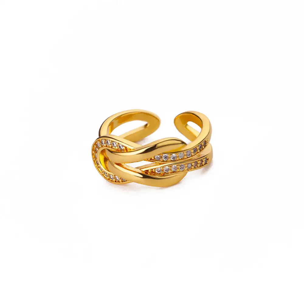 Fashion Zircon Infinity Symbol Rings For Women Gold Color Stainless Steel Adjustable Geometric Ring Wedding Jewelry Gift Femme