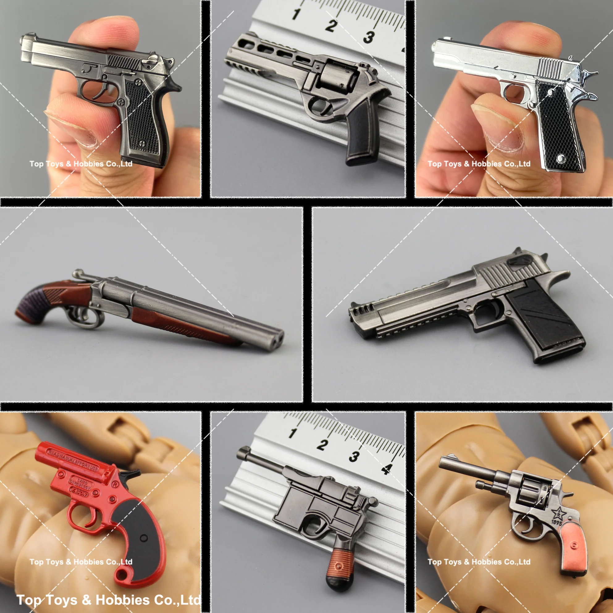 In Stock 1/6 Mini Weapon Model M1911 M1896 Glock P38 PPK Revolver Pistol Handgun Fit 12'' Soldier Action Figure Dolls Accessory