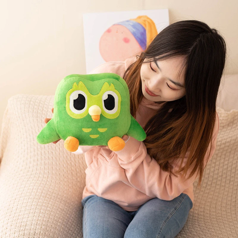 Green Duolingo Owl Plush Toy Duo Plushie Of Duo The Owl Cartoon Anime Owl Doll Soft Stuffed Animal Children Birthday Gift