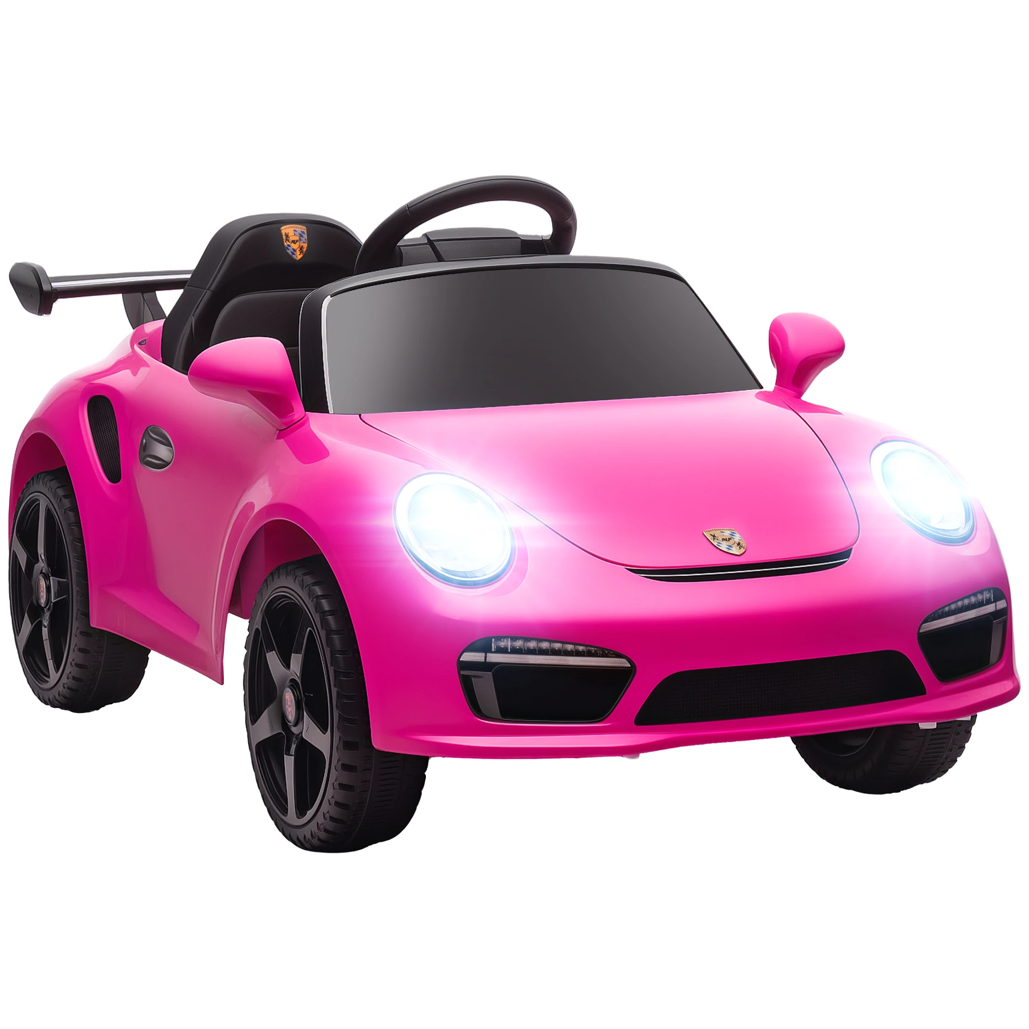 Aiyaplay elektrische auto voor kinderen, met Ruf Ctr 3 Clubsport-licentie, dubbele motor en extra wielen.