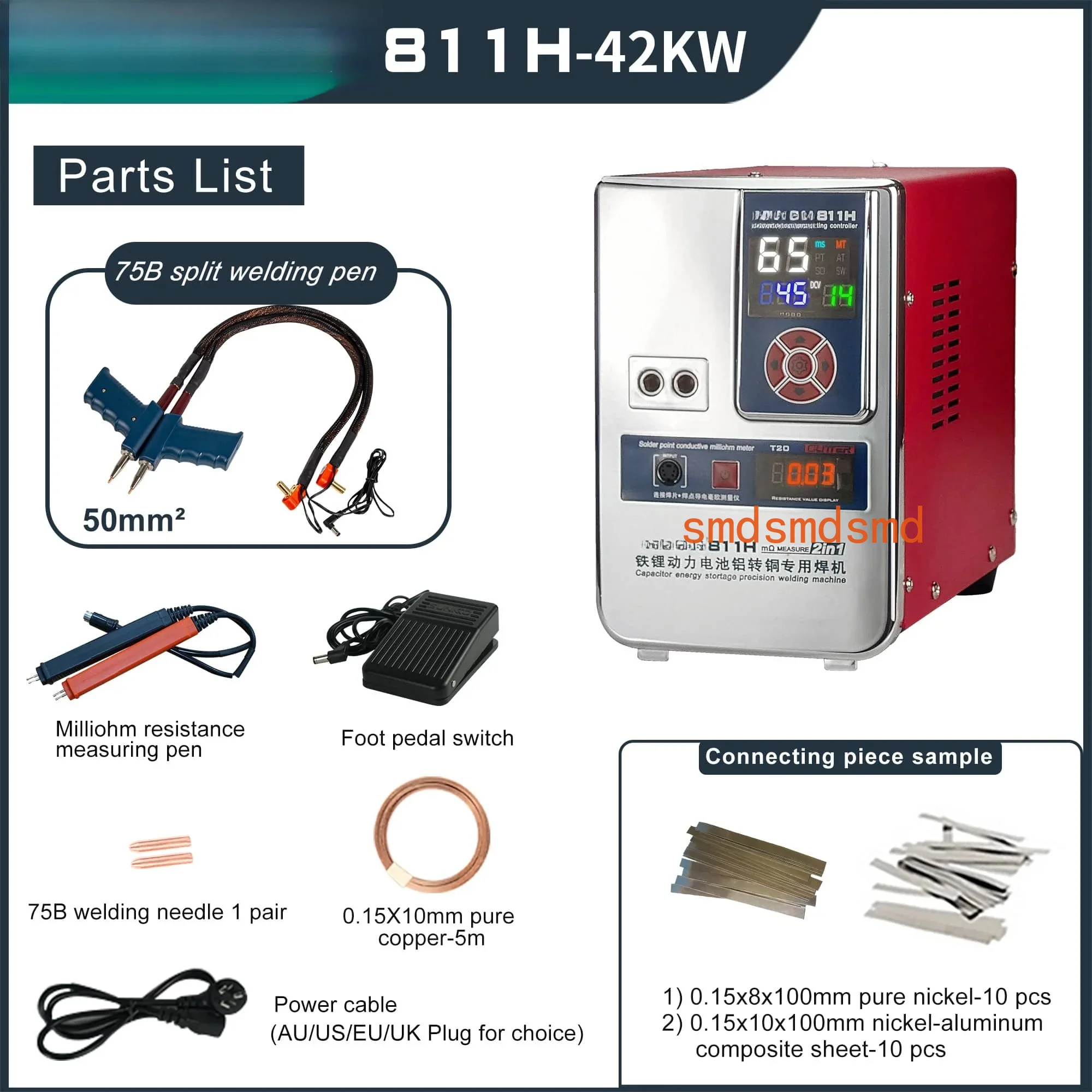 811H 42KW 7000A Aluminum to Copper Nickle Battery Spot Welding Machine for DIY OEM Battery Packs Welder