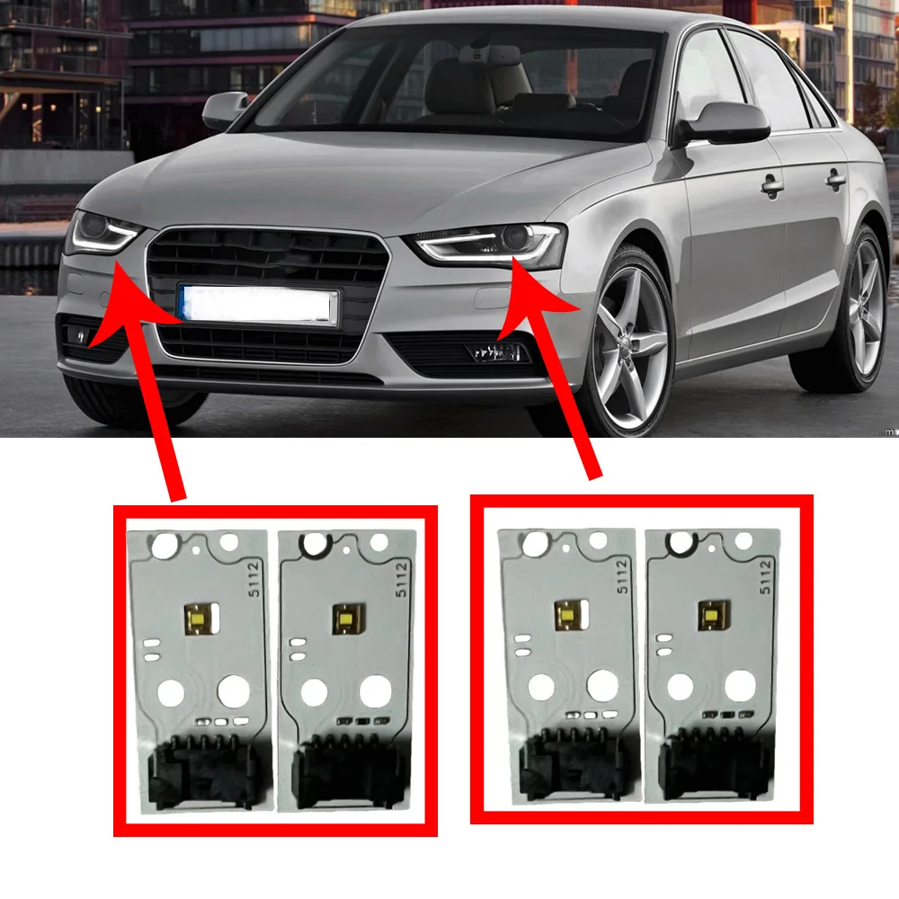 8pcs LED Boards For 2012-2016 Audi A4 B8 Daytime Running Lights Replace Brightly White Lightsource Module Daylight DRL Chips