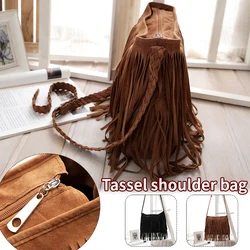 Tassel Crossbody Shoulder Women's Bag Outdoor Travel Bag Suede Fabric Leather Fringe Shoulder Bag Daily Go Shopping