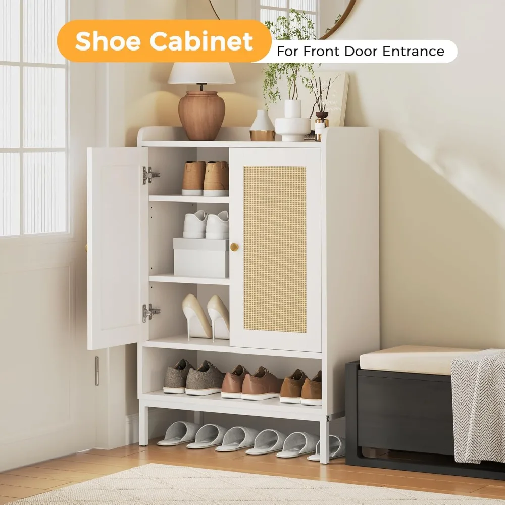 

Rattan Shoe Cabinet Storage for Entryway, Shoe Cabinet with Adjustable for Entryway, 5-Tier, 20 Pair Shoe Rack Storage f