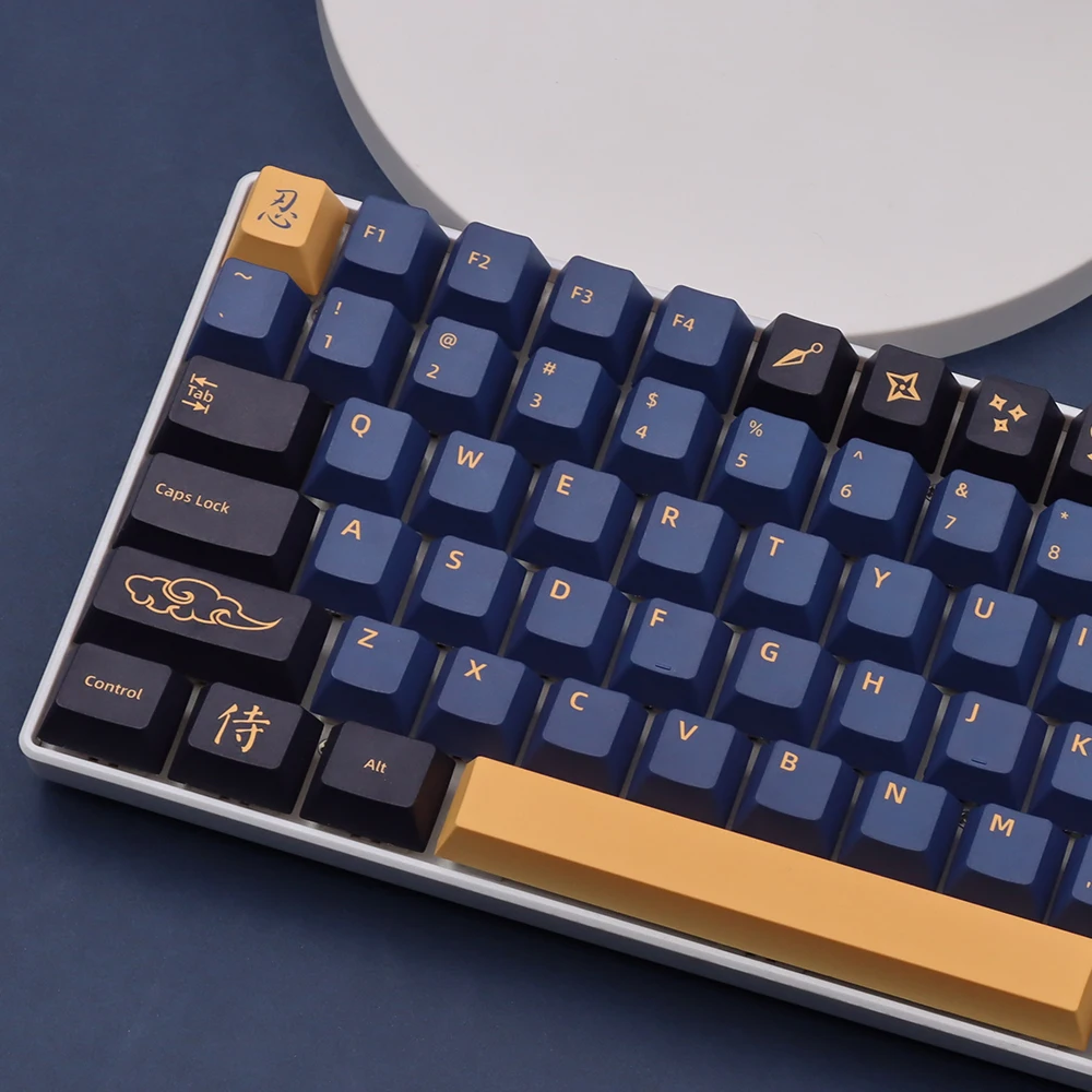 

Blue Samurai Keycaps Cherry Profile PBT key cap set for GMK cherry mx switch custom mechanical keyboard with ISO layout