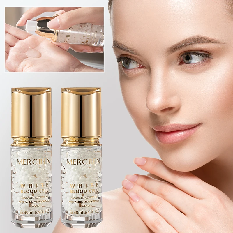 Mercilen Collagen Essence 40ml, Contains Pearl Powder, Hyaluronic Acid Firming and Moisturizing Facial Essence, Makes Skin Smoother and More Elastic, Suitable for All Skin Types, Unisex, Daily Skincare