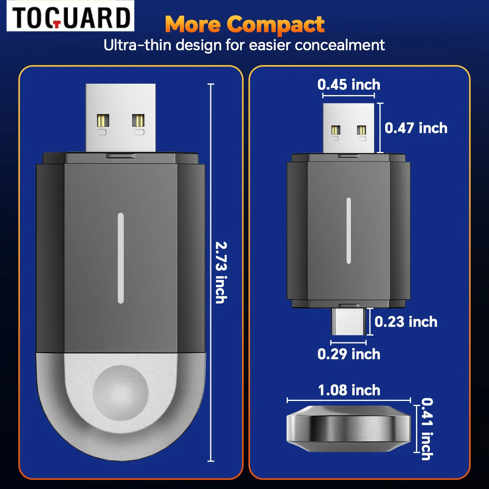 محول TOGUARD-لاسلكي لتشغيل سيارة أبل وأندرويد ، قابس وتشغيل USB ، مشغل سيارة سلكي مطلوب ، 2 في ، WiFi GHz ، OTA ، Type-C