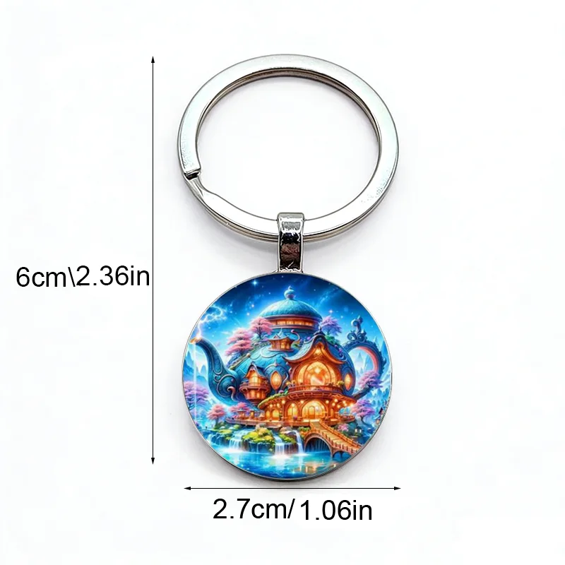 New Peach Heart Letter Q Queen Keychain Personality Poker Spades Q Club Glass Cabochon Key Ring Car Key Chain Men Hewelry