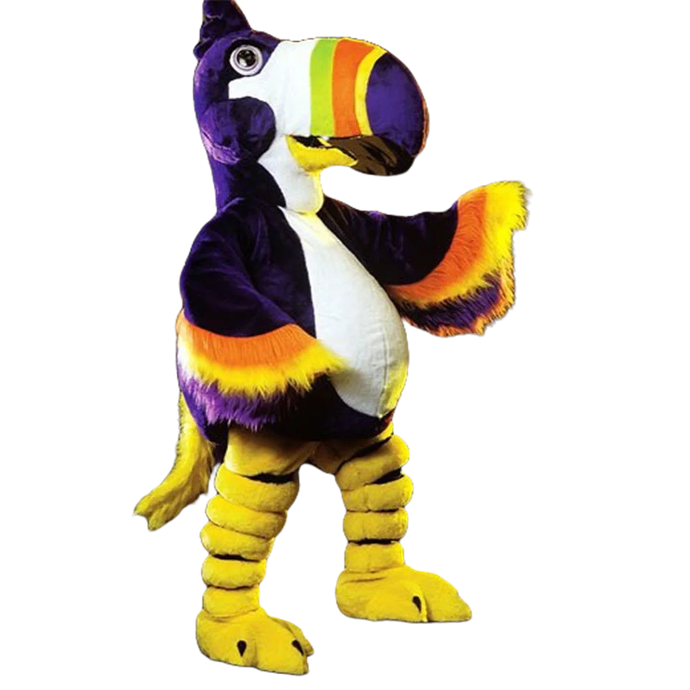 Long Hair Colorful Toucan Mascot Costume Adult Size Plush Mascota Mascotte Outfit Suit Costume Party Fancy Dress SW552