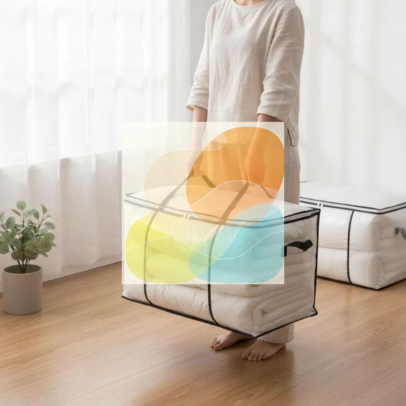 Clear Window Clothes Storage Bag Large Capacity Strong Zippers Waterproof for Moving Travel Bedding Storage