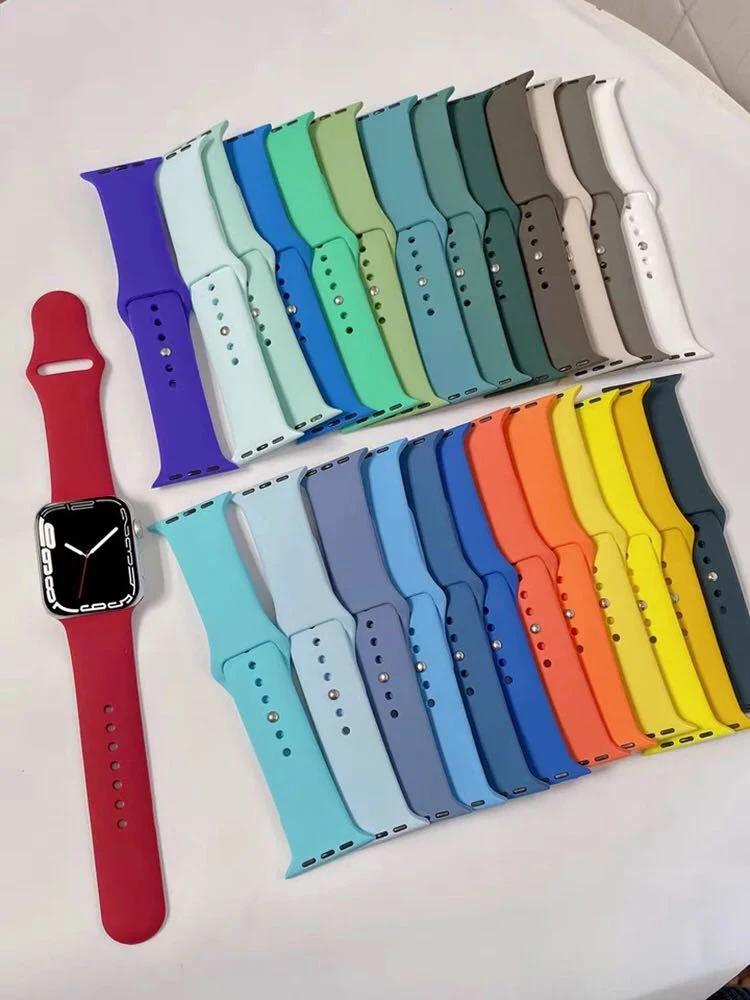

Silicone Band For Apple Watch strap 44mm 45mm 40mm 41mm 42-38mm 45 mm sport bracelet iwatch series 8 7 6 5 4 3 SE 9 Ultra 2 49mm