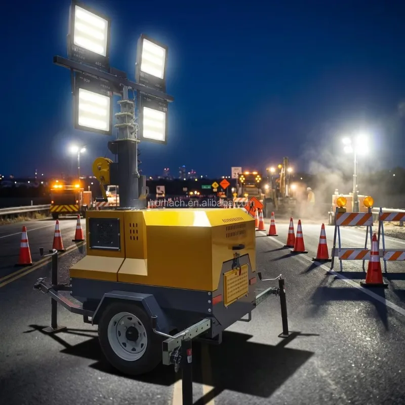 Mobile Generator Lighting Tower Trailer Mounted LED Light Tower for Outdoor Construction Mining and Emergency Work