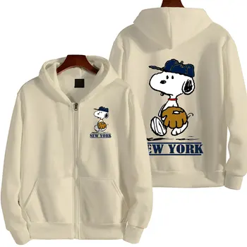 Snooפי גברים רוכסן קפוצ 'קט 2024 אופנה חדש האביב סתיו khakki נשים סווטשירט מעיל קריקטורה אנימה זוג בגדים