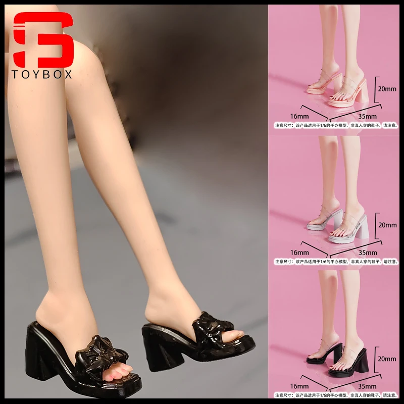 Sandali con tacco grosso femminile in scala 1/6, scarpe modello adatto per bambole con corpo di action figure da soldato da 12 pollici