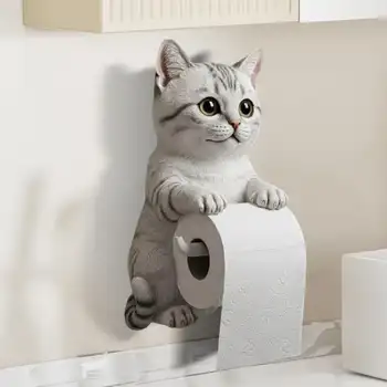 Držák na toaletní papír pro kočky, držák na toaletní papír pro kočky, nástěnný stojan na role, roztomilý dávkovač pro kolej, domácí obytný vůz, toaletu, cestovní kuchyň 8 nejlepší prodej držák kočičí toalety - №5