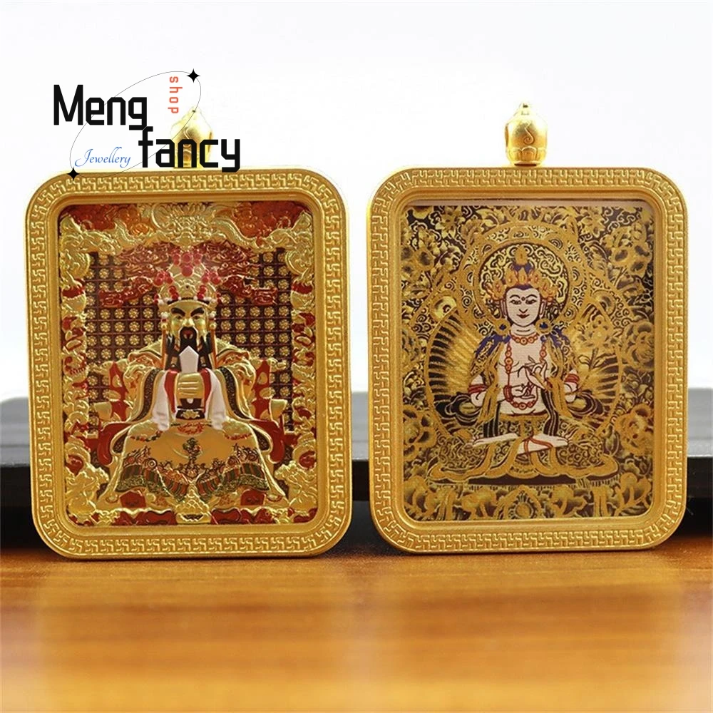 

Titanium Steel Thangka Three-dimensional Hand-painted The Eight Guardian Deities Buddhist Amulets National Style Pendant Jewelry