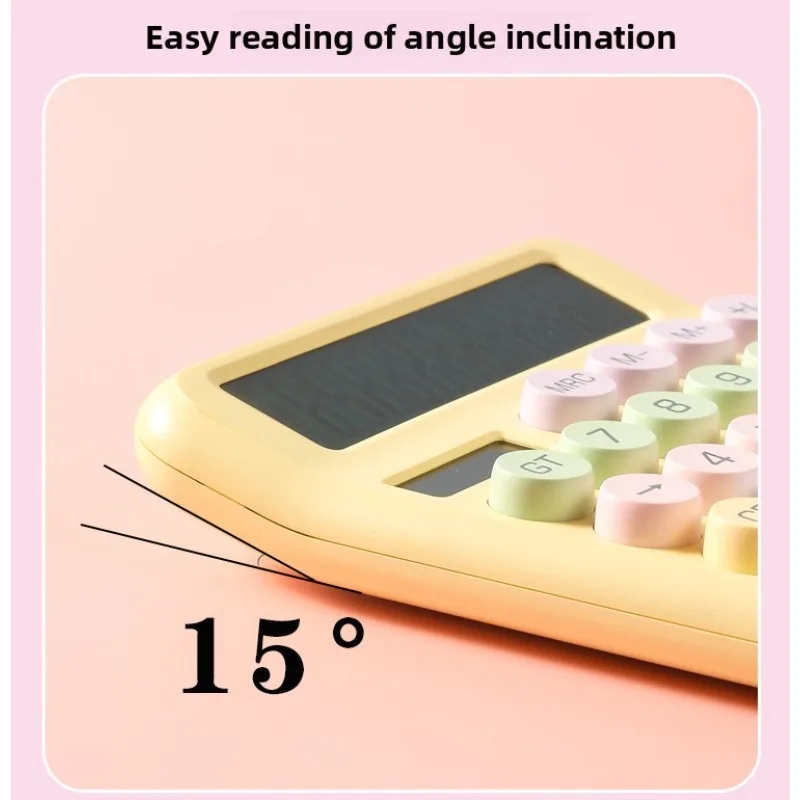 آلة حاسبة سطح المكتب، خيارات متعددة الألوان بلون الحلوى، شاشة كبيرة مكونة من 12 رقمًا، أدوات مكتبية للطلاب، مستلزمات المدارس #4