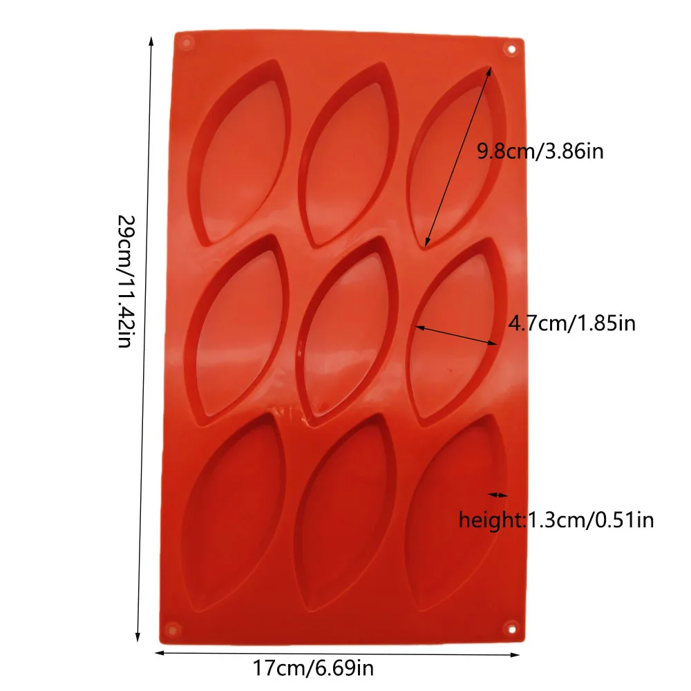New Arrival 9 Hole Leaf Shape Silicone Cake Mold Mousse Pudding Handmade Soap Chocolate Ice Tray Mold Plant Series Baking Tools