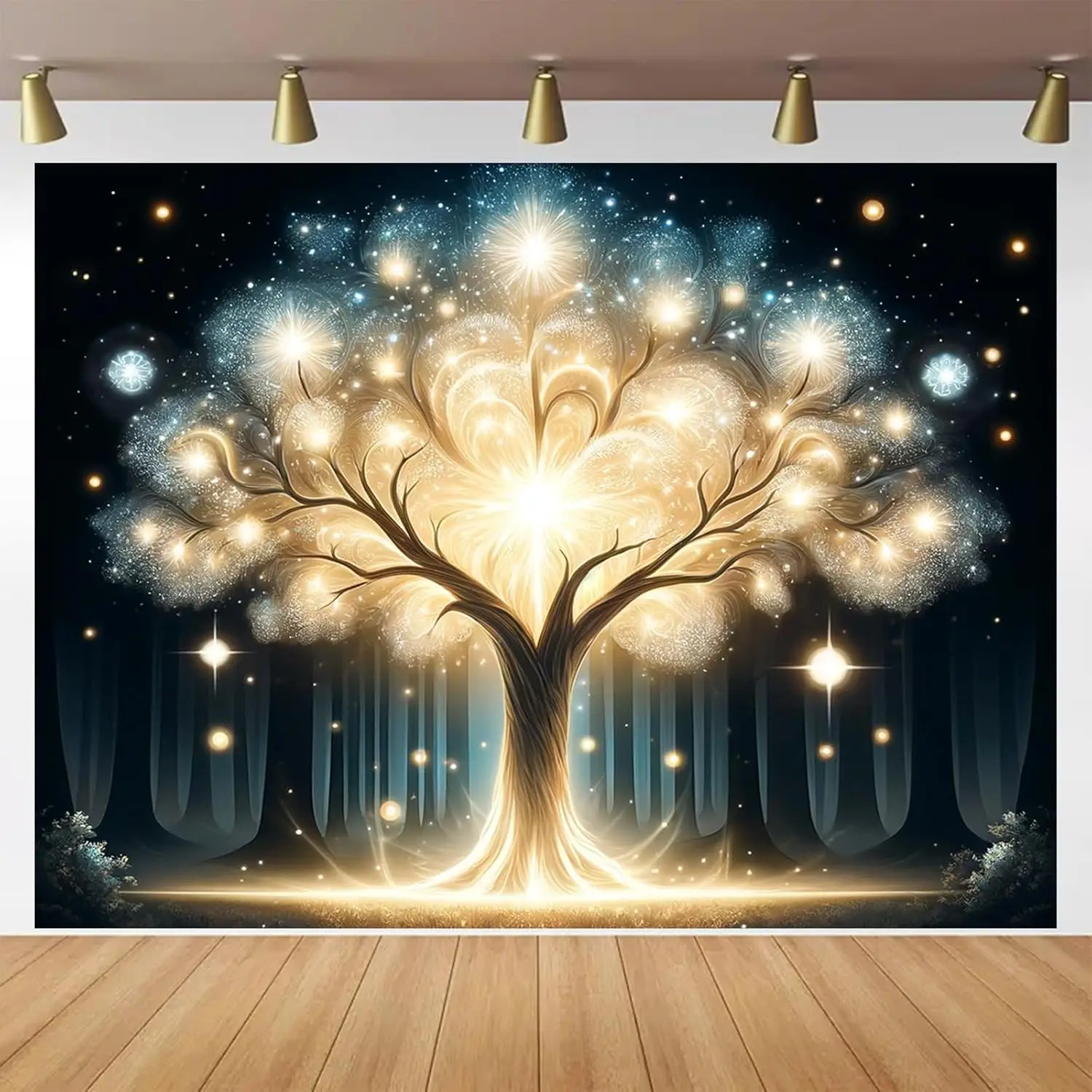 Glowing Spirit Tree UV Black Light Tapestry Art Color Neon Light Background Bedroom Living Room Wall Party Decoration Fantasy