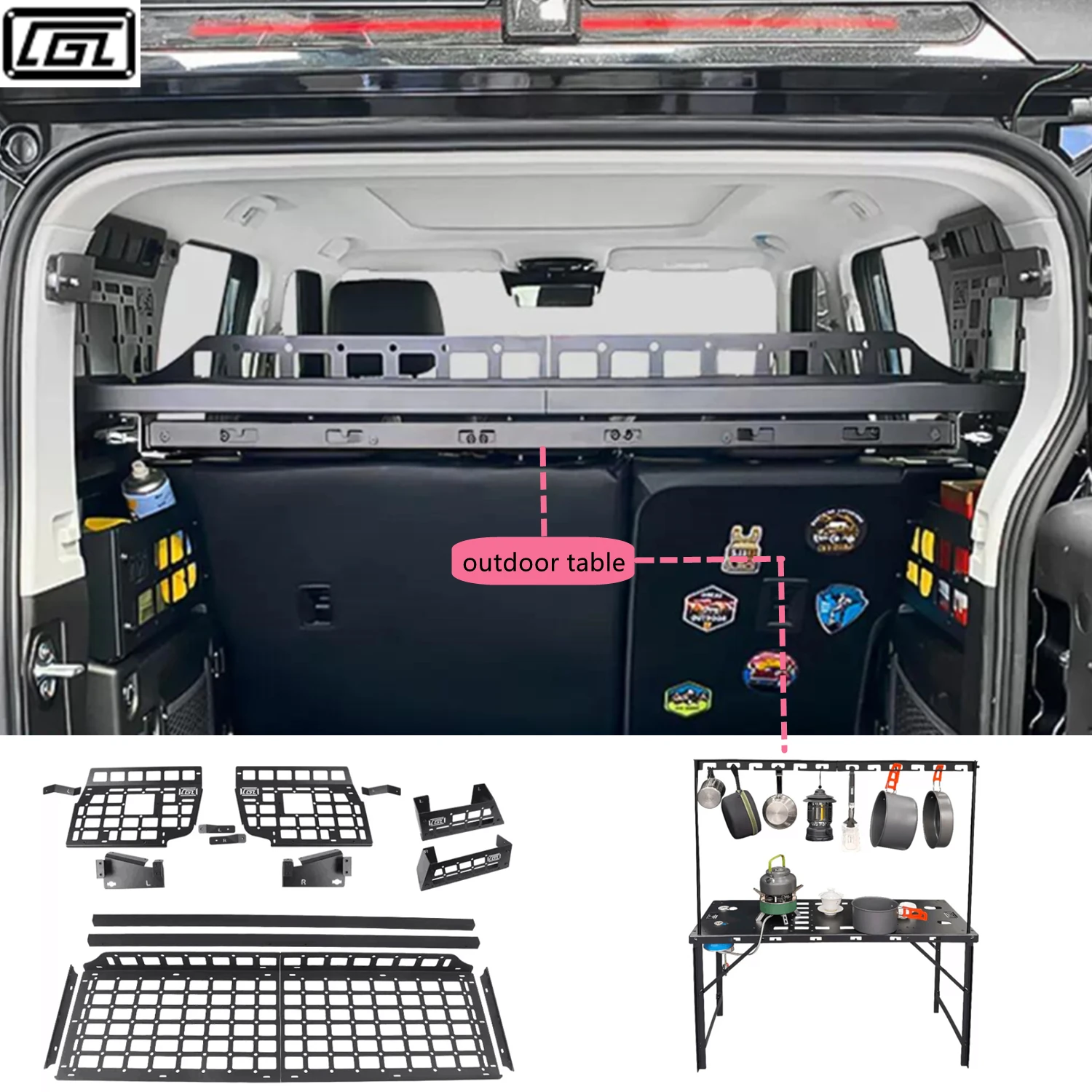 CGZ MOLLE PANEL Fit for Jetour Traveller T2 2023 2024 Rear Trunk Cargo Shelf Storage Racks