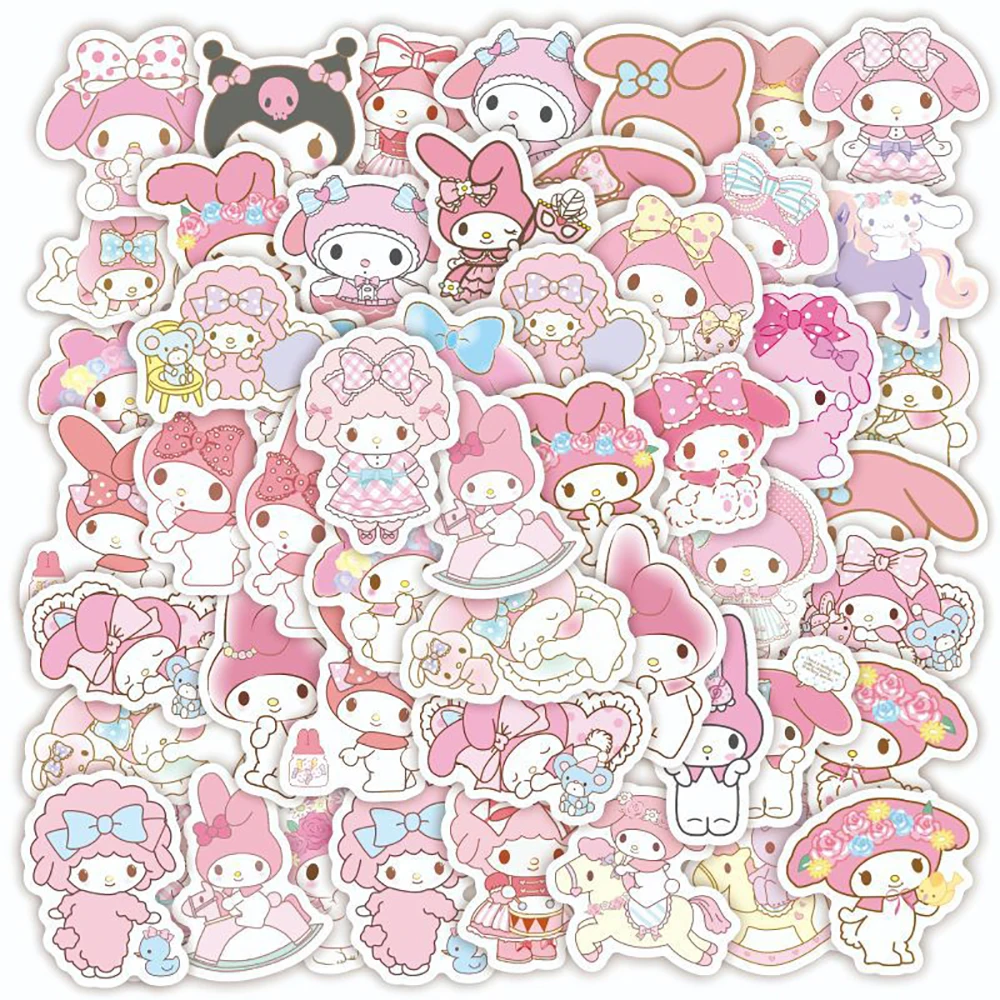 10/25/40PCS Cartoon Sanrio Stickers Cute Melody Kuromi Decals Decoration DIY Notebook Phone Laptop Suitcase Kawaii Kids Sticker