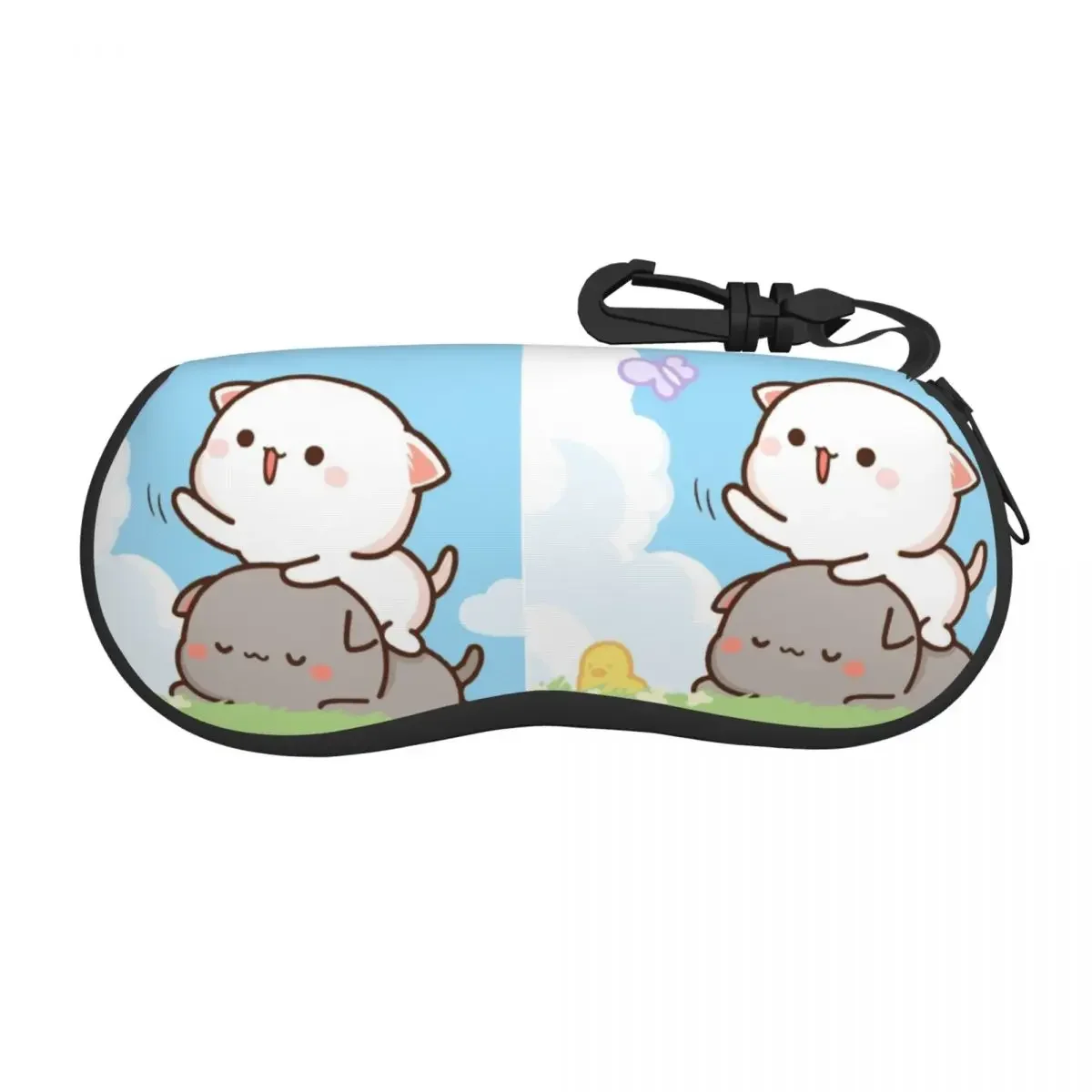 Custom Peach And Goma Romantic Mochi Cat Shell Glasses Case Unisex Travel Eyeglasses Case Sunglasses Protector Box