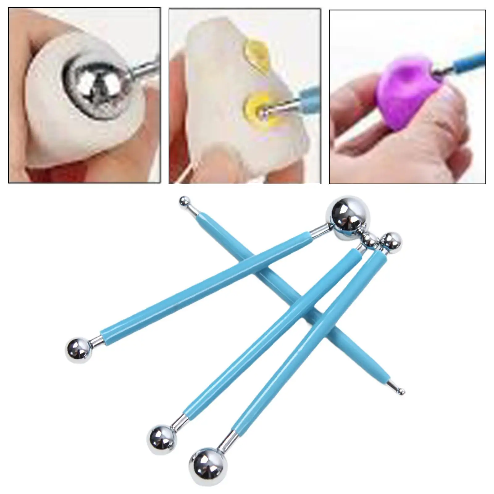 Metal Ball Stylus Dotting Tools Clay Carving Stick Set for Embossing Pottery Polymer Sculpture and Mandala Craft DIY view 3